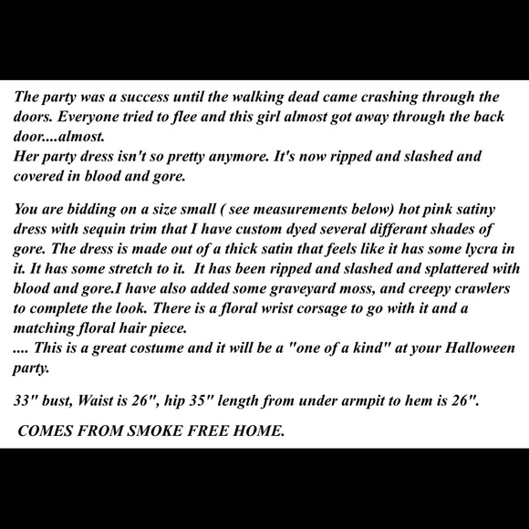 Satin Zombie Dress with hair clip & corsage size S - Picture 2 of 7